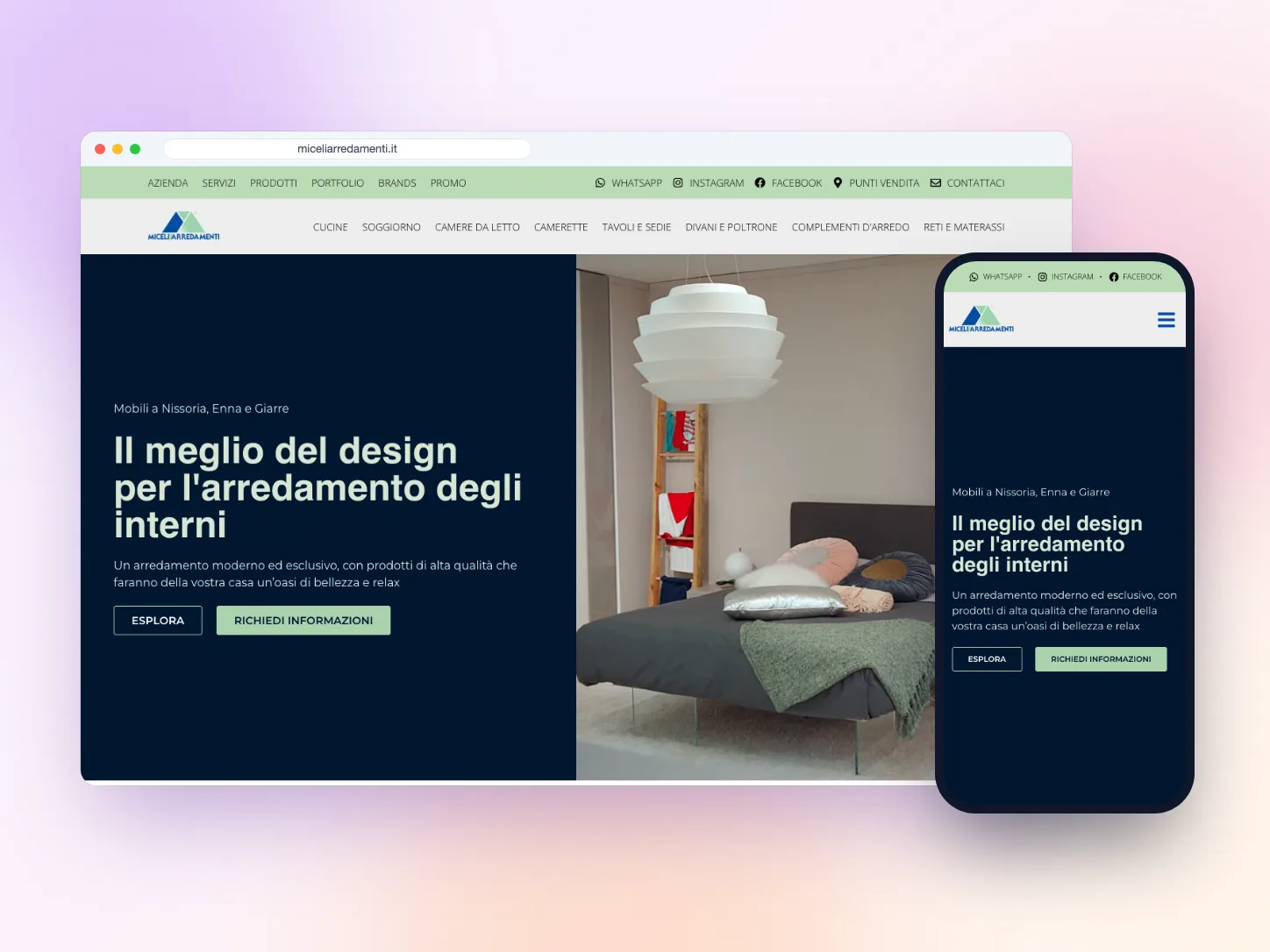Sito Web per Miceli Arredamenti, attività commerciale a Nissoria (EN) — VIS Digital