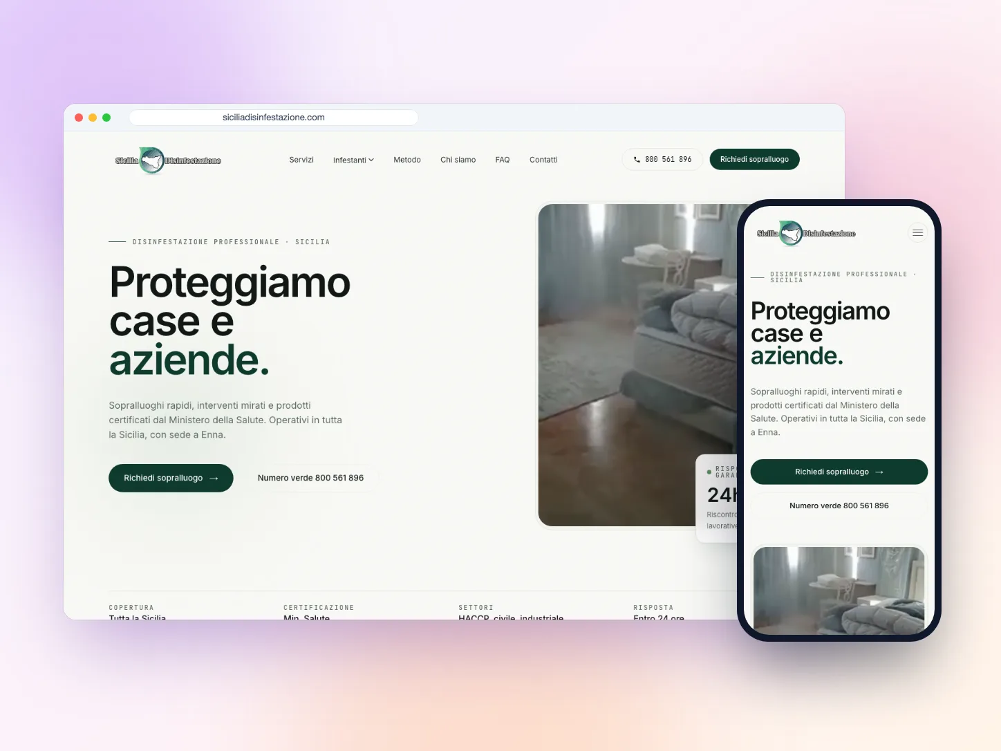Sito Web per Sicilia Disinfestazione, azienda di servizi ad Enna — VIS Digital