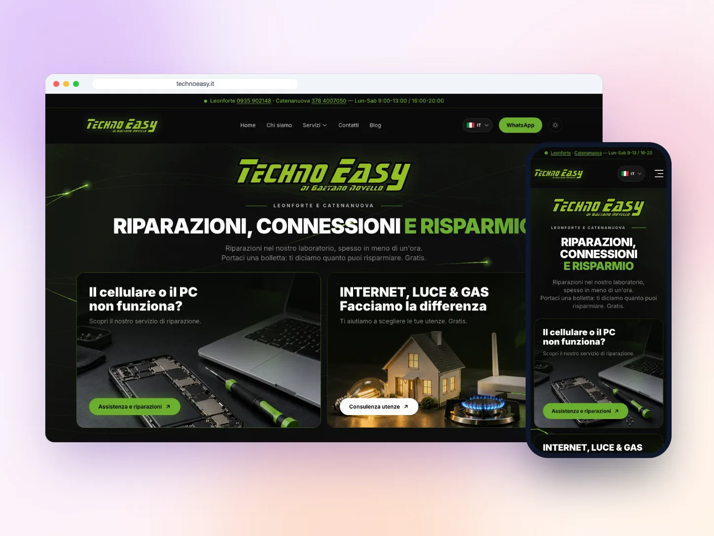 Sito Web per Techno Easy, azienda di servizi a Leonforte (EN) — VIS Digital