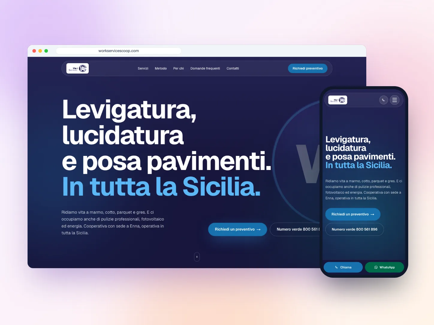 Sito Web per Work Services Società Cooperativa, azienda di servizi ad Enna — VIS Digital